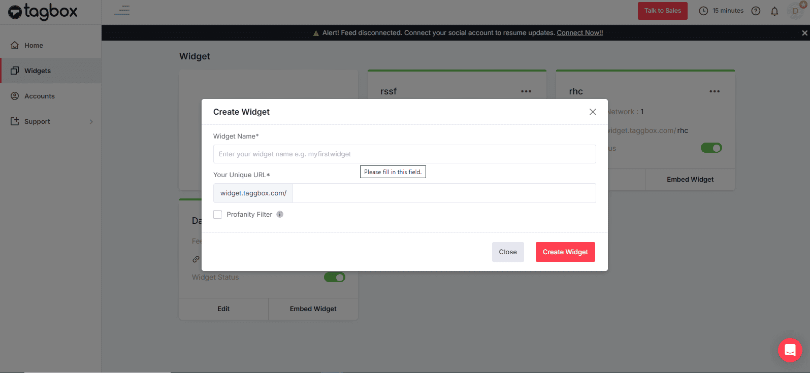 taggbox dashboard