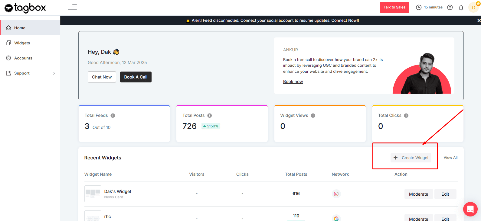 taggbox dashboard